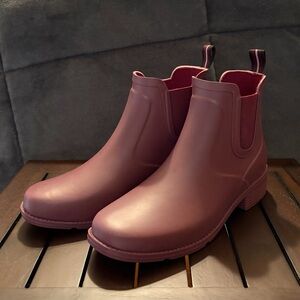 Lands End Women’s Waterproof Chelsea Rain Boots - Burgundy